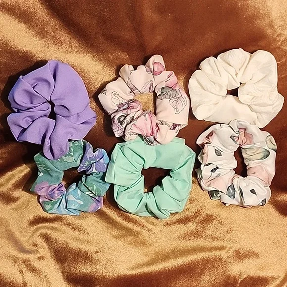 6 Hand Crafted Hair Scrunchies Bundle $ Drop - Picture 1 of 3